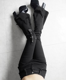 me+em select(~[ZNg)́y Rcolor ^ Ssize zNXfUCBe[WCNtWXgb`tAfj ^ cross design vintage-like fringe stretch flare denim(fjpc)