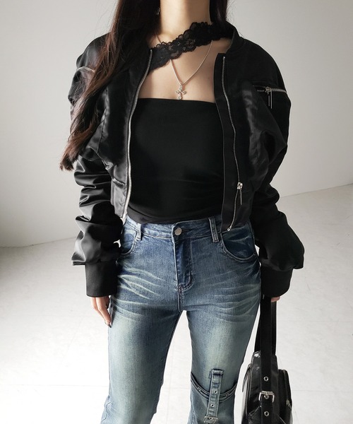 me+em select(ミームセレクト)の「【 3color / 4size 】クロスデザインヴィンテージライクフリンジストレッチフレアデニム / cross design vintage-like fringe stretch flare denim(デニムパンツ・レディース・ブルー/ブラック/ダークブラック・MEDIUM/SMALL/X-LARGE/LARGE)」の15枚目の写真