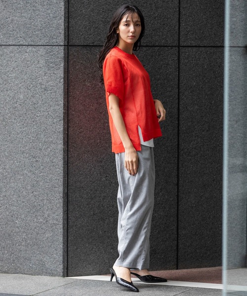 Munich（ミューニック）の「【吸湿性】【通気性】【抗菌性】シアーニットクルーネックプルオーバー（ニット/セーター・レディース・ホワイト/ブルー/ブラック/レッド・FREE）」の6枚目の写真