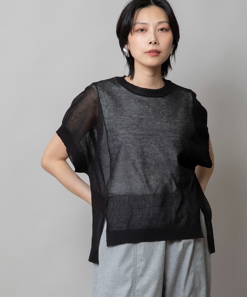 Munich（ミューニック）の「【吸湿性】【通気性】【抗菌性】シアーニットクルーネックプルオーバー（ニット/セーター・レディース・ホワイト/ブルー/ブラック/レッド・FREE）」の14枚目の写真