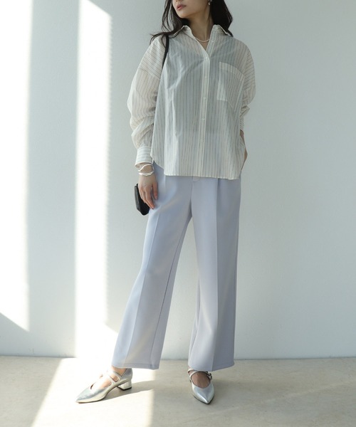 Jines（ジネス）の「≪WEB限定≫ 楽ちん綺麗見えワイドパンツ【セットアップ可】（その他パンツ・レディース・ブラック/ライトブルー/ベージュ・38）」の12枚目の写真