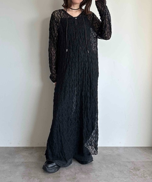 apres jour mignon(アプレジュールミニョン)の「タイ付き2WAYシアーレースワンピ【ZOZOTOWN限定アイテム】(ワンピース・レディース・オフホワイト/アイボリー/ブラック・X-LARGE/MEDIUM/SMALL)」の3枚目の写真