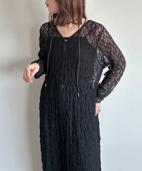 apres jour mignon(アプレジュールミニョン)の「タイ付き2WAYシアーレースワンピ【ZOZOTOWN限定アイテム】(ワンピース・レディース・オフホワイト/アイボリー/ブラック・X-LARGE/MEDIUM/SMALL)」の21枚目の写真