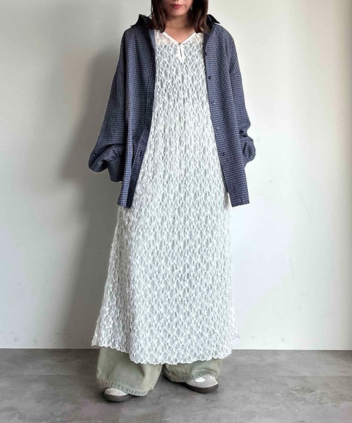 apres jour mignon(アプレジュールミニョン)の「タイ付き2WAYシアーレースワンピ【ZOZOTOWN限定アイテム】(ワンピース・レディース・オフホワイト/アイボリー/ブラック・X-LARGE/MEDIUM/SMALL)」の8枚目の写真