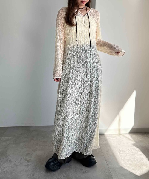 apres jour mignon(アプレジュールミニョン)の「タイ付き2WAYシアーレースワンピ【ZOZOTOWN限定アイテム】(ワンピース・レディース・オフホワイト/アイボリー/ブラック・X-LARGE/MEDIUM/SMALL)」の14枚目の写真