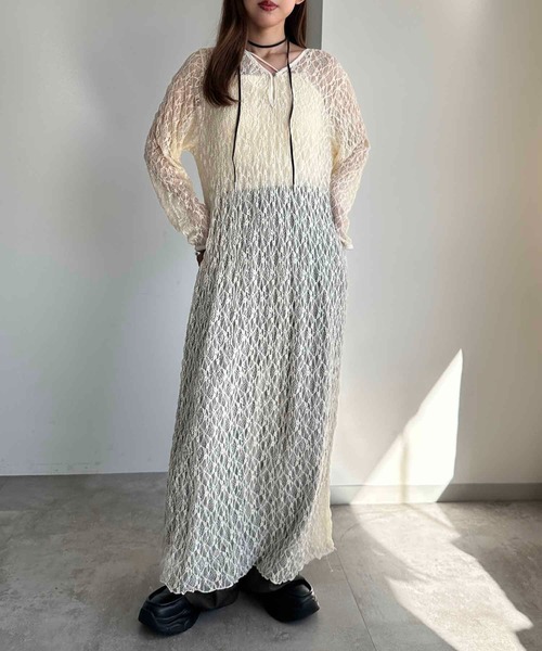 apres jour mignon(アプレジュールミニョン)の「タイ付き2WAYシアーレースワンピ【ZOZOTOWN限定アイテム】(ワンピース・レディース・オフホワイト/アイボリー/ブラック・X-LARGE/MEDIUM/SMALL)」の15枚目の写真