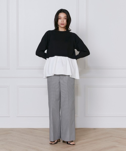 INED（イネド）の「【2025NEW】美脚ワイドパンツ（その他パンツ・レディース・チェック/その他/ブルー/オフホワイト/ブラック/ベージュ・9号/7号）」の15枚目の写真