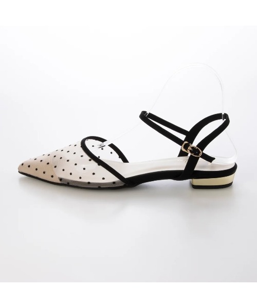 Launa lea（ラウナレア）の「ドットチュールベルトパンプス(0600)（パンプス・レディース・ブラック/ベージュ・22.0cm/22.5cm/23.0cm/23.5cm/24.0cm/24.5cm/25.0cm/25.5cm）」の4枚目の写真