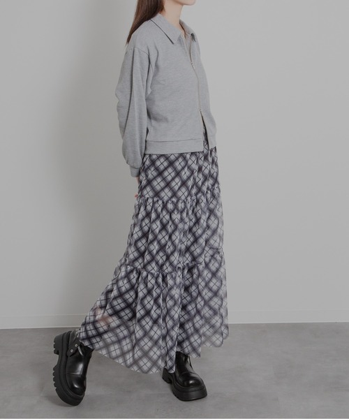 HALEY PESCA(ヘーリーペスカ)の「HALEY PESCA/ポロ襟付きショート丈 ダブルジップ ジャケット(カーディガン/ボレロ・レディース・グレー/ブラック/ホワイト・X-LARGE/LARGE/MEDIUM)」の14枚目の写真