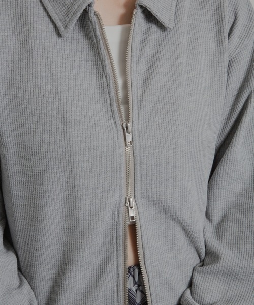 HALEY PESCA(ヘーリーペスカ)の「HALEY PESCA/ポロ襟付きショート丈 ダブルジップ ジャケット(カーディガン/ボレロ・レディース・グレー/ブラック/ホワイト・X-LARGE/LARGE/MEDIUM)」の18枚目の写真