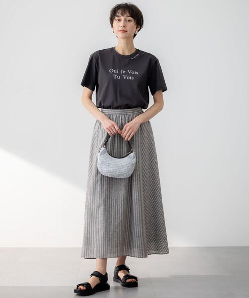 23区 L(ニジュウサンクオオキイサイズ)の「【洗える】カラーロゴ Tシャツ(Tシャツ/カットソー・レディース・ホワイト系/グレー系/イエロー系/ライラック系・44/48/46)」の10枚目の写真