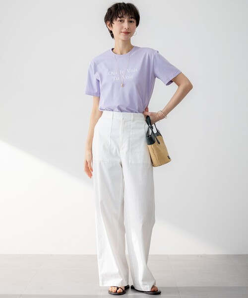 23区 L(ニジュウサンクオオキイサイズ)の「【洗える】カラーロゴ Tシャツ(Tシャツ/カットソー・レディース・ホワイト系/グレー系/イエロー系/ライラック系・44/48/46)」の14枚目の写真