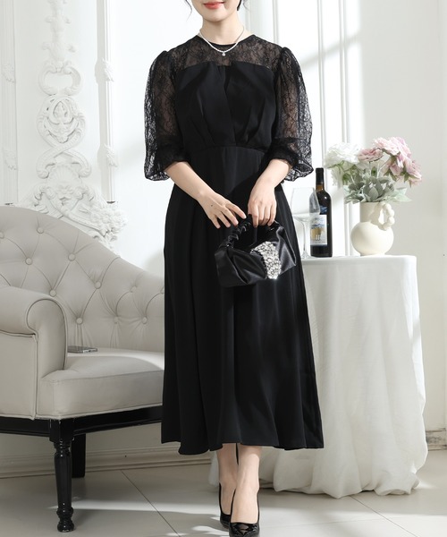 Lace Ladies(レースレディース)の「ビスチェ風 レース 切り替え 6分袖 ワンピース(ドレス・レディース・ブラック/ブルーグレー/グレー/ミント・S/FREE)」の17枚目の写真