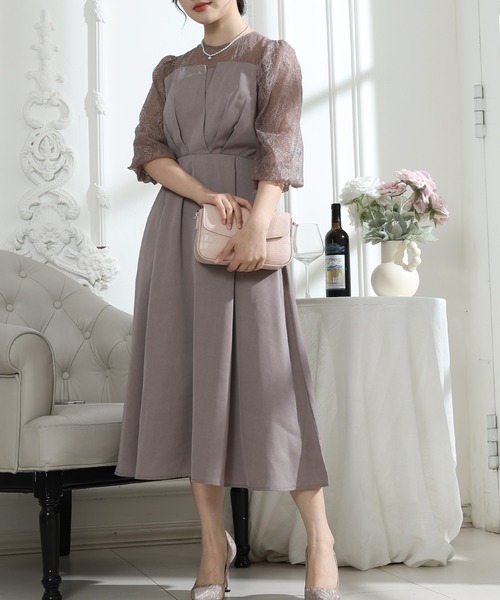 Lace Ladies(レースレディース)の「ビスチェ風 レース 切り替え 6分袖 ワンピース(ドレス・レディース・ブラック/ブルーグレー/グレー/ミント・S/FREE)」の22枚目の写真