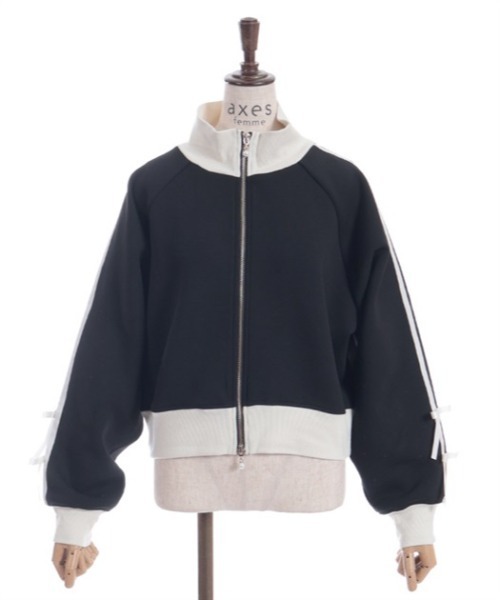 axes femme（アクシーズファム）の「ダンボールニットトラックジャケット（ブルゾン・レディース・ブラック/イエロー/ミント・FREE）」の14枚目の写真
