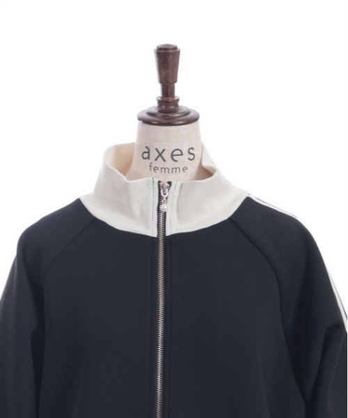 axes femme（アクシーズファム）の「ダンボールニットトラックジャケット（ブルゾン・レディース・ブラック/イエロー/ミント・FREE）」の8枚目の写真