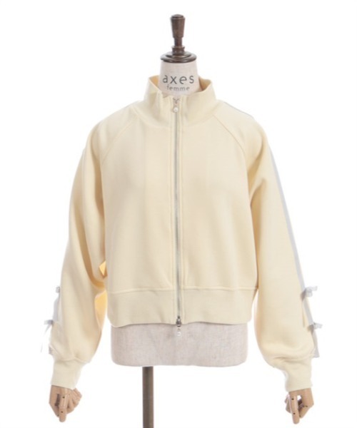axes femme（アクシーズファム）の「ダンボールニットトラックジャケット（ブルゾン・レディース・ブラック/イエロー/ミント・FREE）」の22枚目の写真