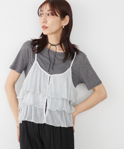 Auntie Rosa Holiday（アンティローザホリデー）の「スパークリングティアードキャミ / 前後2WAY（キャミソール・レディース・ゴールド/ブラック/シルバー・FREE）」の4枚目の写真