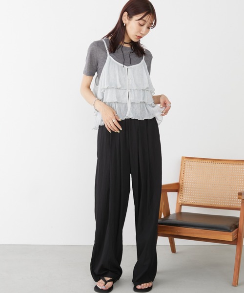 Auntie Rosa Holiday（アンティローザホリデー）の「スパークリングティアードキャミ / 前後2WAY（キャミソール・レディース・ゴールド/ブラック/シルバー・FREE）」の9枚目の写真