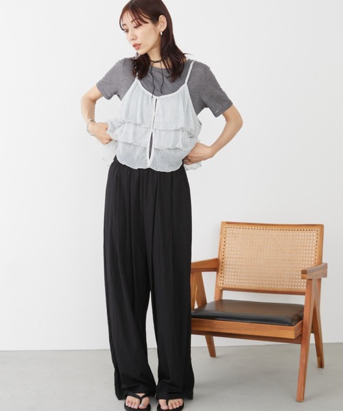 Auntie Rosa Holiday（アンティローザホリデー）の「スパークリングティアードキャミ / 前後2WAY（キャミソール・レディース・ゴールド/ブラック/シルバー・FREE）」の10枚目の写真