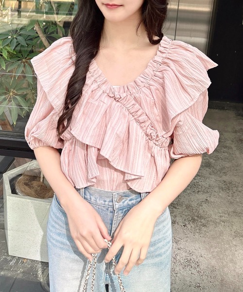 INGNI（イング）の「楊柳フリルオフショルブラウス（シャツ/ブラウス・レディース・ブラック/オフホワイト/ピンク/イエロー・M）」の4枚目の写真