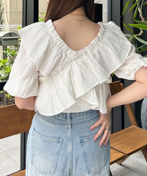 INGNI（イング）の「楊柳フリルオフショルブラウス（シャツ/ブラウス・レディース・ブラック/オフホワイト/ピンク/イエロー・M）」の12枚目の写真