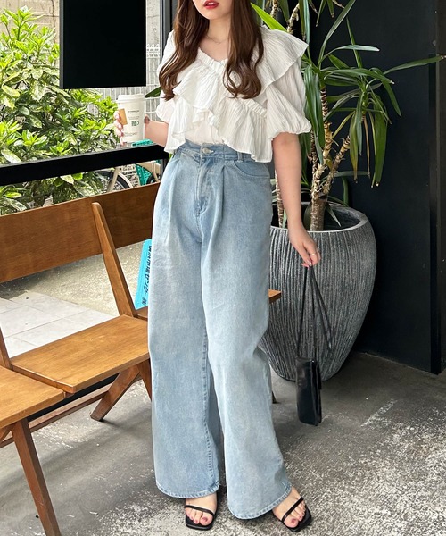 INGNI（イング）の「楊柳フリルオフショルブラウス（シャツ/ブラウス・レディース・ブラック/オフホワイト/ピンク/イエロー・M）」の14枚目の写真