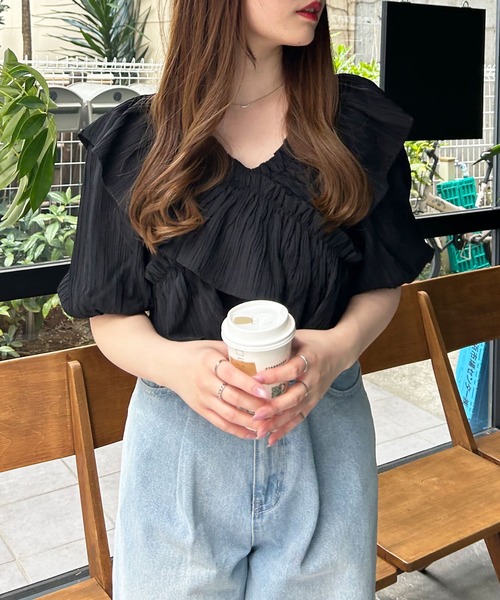 INGNI（イング）の「楊柳フリルオフショルブラウス（シャツ/ブラウス・レディース・ブラック/オフホワイト/ピンク/イエロー・M）」の17枚目の写真