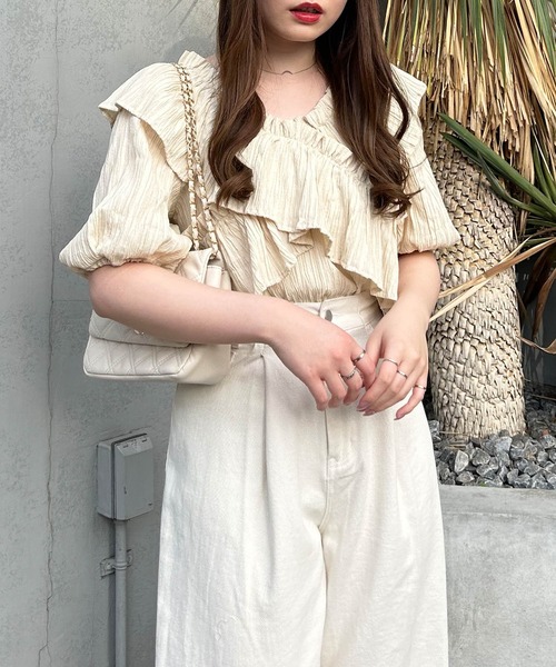 INGNI（イング）の「楊柳フリルオフショルブラウス（シャツ/ブラウス・レディース・ブラック/オフホワイト/ピンク/イエロー・M）」の22枚目の写真