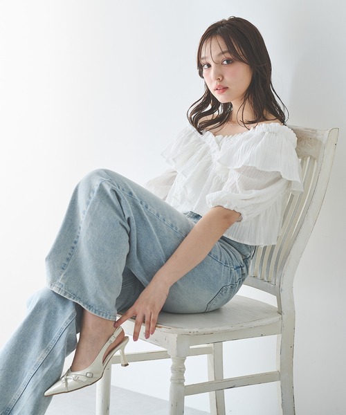 INGNI（イング）の「楊柳フリルオフショルブラウス（シャツ/ブラウス・レディース・ブラック/オフホワイト/ピンク/イエロー・M）」の10枚目の写真