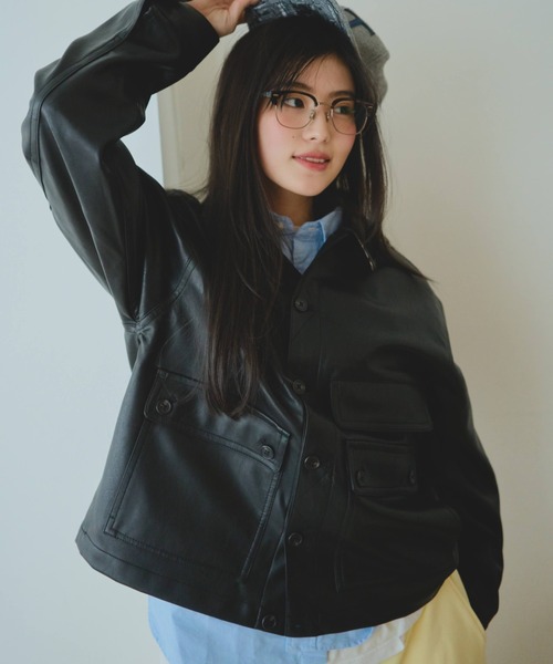 common gull products.（コモンガルプロダクツ）の「街のレザージャケット（その他アウター・レディース・ブラウン系/ブラック系・LARGE/MEDIUM）」の9枚目の写真