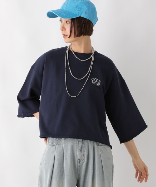 セール】ロゴ裏毛5分袖プルオーバー 323395（Tシャツ/カットソー