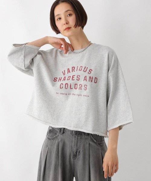 LEPSIM（レプシィム）の「ロゴ裏毛5分袖プルオーバー　323395（Tシャツ/カットソー・レディース・ネイビー/キナリ/グレー・FREE）」の3枚目の写真