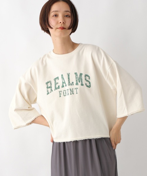 LEPSIM（レプシィム）の「ロゴ裏毛5分袖プルオーバー　323395（Tシャツ/カットソー・レディース・ネイビー/キナリ/グレー・FREE）」の2枚目の写真