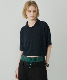 AFF AIVER（エイエフエフアイバー）の「AFF AIVER　ラメフライスクロップドサッカーポロ（ポロシャツ）」