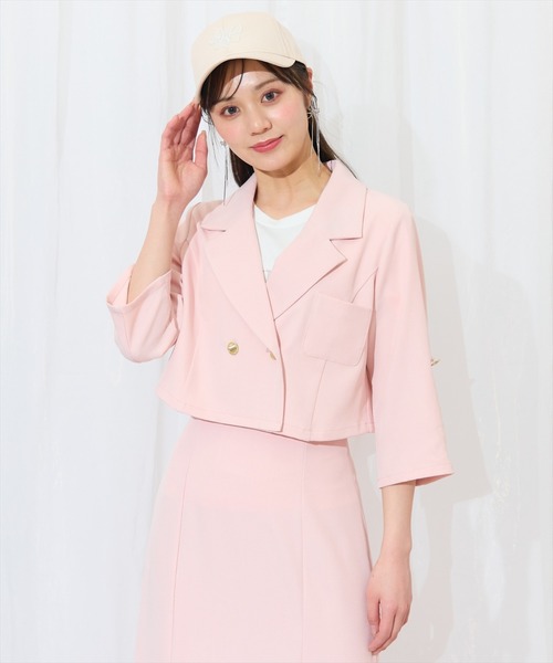 WILLSELECTION(ウィルセレクション)の「エンブレム付きショートジャケット(テーラードジャケット・レディース・ピンク/ベージュ/ネイビー/ブラック系その他・FREE)」の9枚目の写真