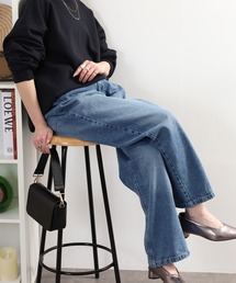ワイドデニムパンツ コットン100% スラブデニム