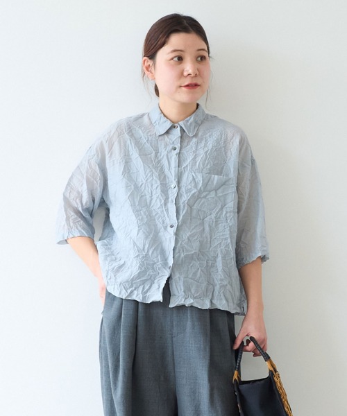120/2コットンナイロン キャッチワッシャーショートシャツ