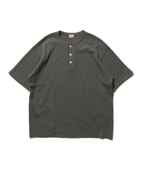 Healthknit（ヘルスニット）の「【別注】Healthknit / Honeycomb Thermal Henry Neck T-shirt（Tシャツ/カットソー・メンズ・オフホワイト/ブラック・XL/L/M/S）」の2枚目の写真