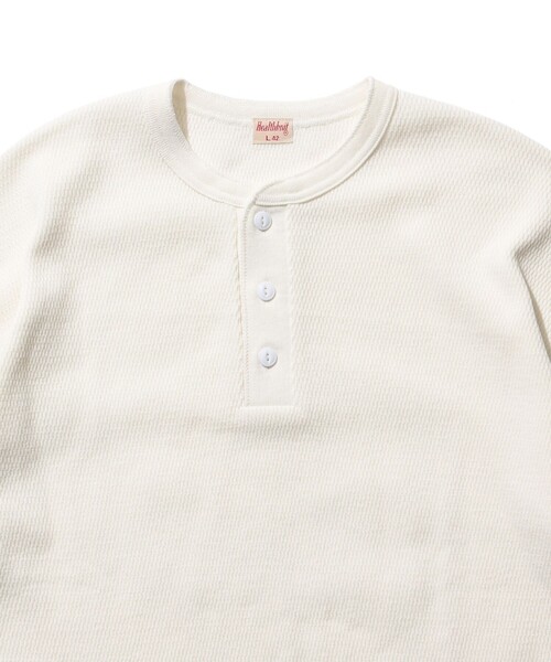Healthknit（ヘルスニット）の「【別注】Healthknit / Honeycomb Thermal Henry Neck T-shirt（Tシャツ/カットソー・メンズ・オフホワイト/ブラック・XL/L/M/S）」の5枚目の写真