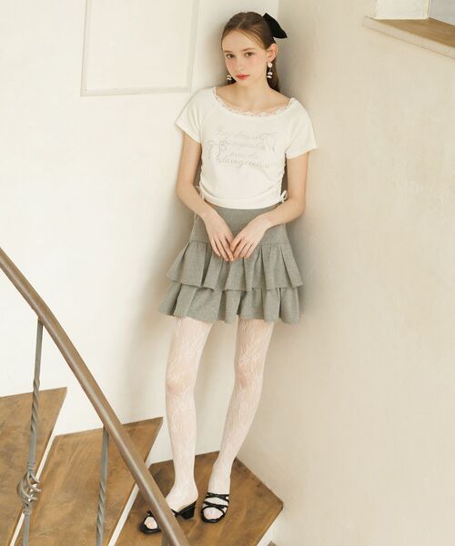 MAJESTIC LEGON(マジェスティックレゴン)の「サイドドロストロゴTシャツ(Tシャツ/カットソー・レディース・オフホワイト/グレー/ピンク・MEDIUM)」の5枚目の写真