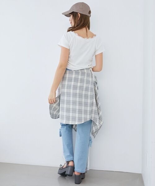 MAJESTIC LEGON(マジェスティックレゴン)の「サイドドロストロゴTシャツ(Tシャツ/カットソー・レディース・オフホワイト/グレー/ピンク・MEDIUM)」の15枚目の写真