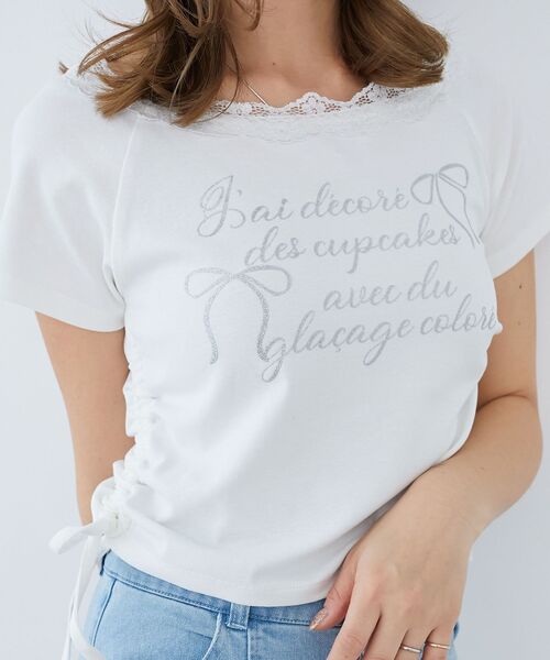MAJESTIC LEGON(マジェスティックレゴン)の「サイドドロストロゴTシャツ(Tシャツ/カットソー・レディース・オフホワイト/グレー/ピンク・MEDIUM)」の19枚目の写真