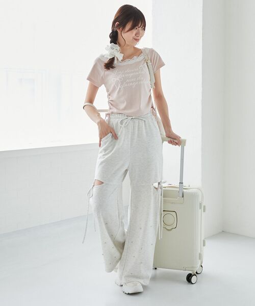 MAJESTIC LEGON(マジェスティックレゴン)の「サイドドロストロゴTシャツ(Tシャツ/カットソー・レディース・オフホワイト/グレー/ピンク・MEDIUM)」の20枚目の写真