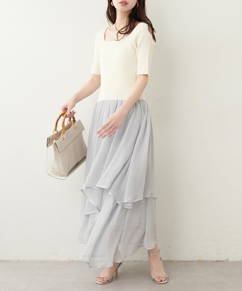 セール】ランダムヘムニットドッキングワンピース（ワンピース