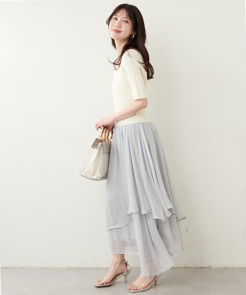 natural couture(ナチュラルクチュール)の「ランダムヘムニットドッキングワンピース(ワンピース・レディース・ピンク/ブラウン/アイボリー/サックスブルー/ブラック・FREE)」の13枚目の写真