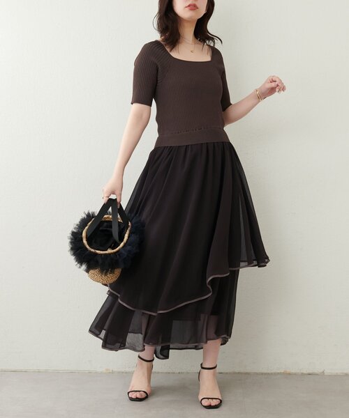 natural couture(ナチュラルクチュール)の「ランダムヘムニットドッキングワンピース(ワンピース・レディース・ピンク/ブラウン/アイボリー/サックスブルー/ブラック・FREE)」の20枚目の写真
