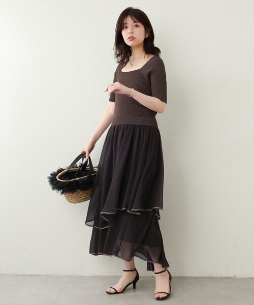 natural couture(ナチュラルクチュール)の「ランダムヘムニットドッキングワンピース(ワンピース・レディース・ピンク/ブラウン/アイボリー/サックスブルー/ブラック・FREE)」の21枚目の写真