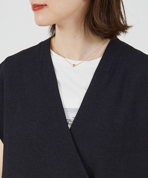 abahouse mavie（アバハウスマヴィ）の「【セットアップ対応】ライトツィードフレンチジャケット（ノーカラージャケット・レディース・ネイビー/グレイッシュベージュ・フリー）」の16枚目の写真