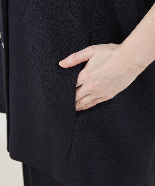 abahouse mavie（アバハウスマヴィ）の「【セットアップ対応】ライトツィードフレンチジャケット（ノーカラージャケット・レディース・ネイビー/グレイッシュベージュ・フリー）」の18枚目の写真